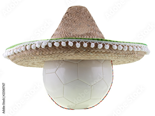 football with sombrero isolated on white background