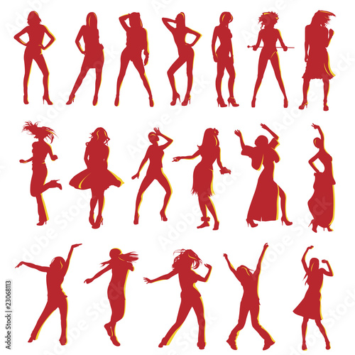 vector silhouetten dancing girls