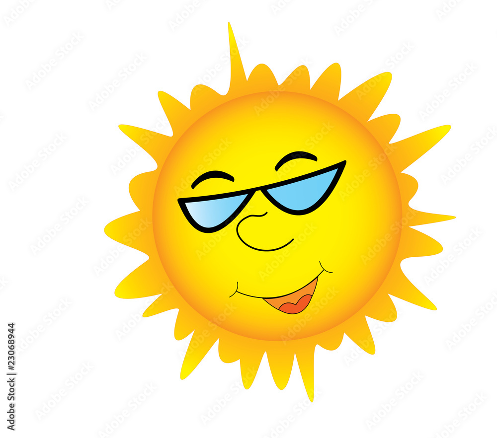 Smiling sun in sunglasses