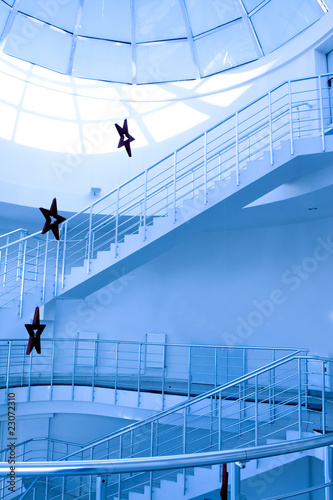 Blue stair in modern office centre photo