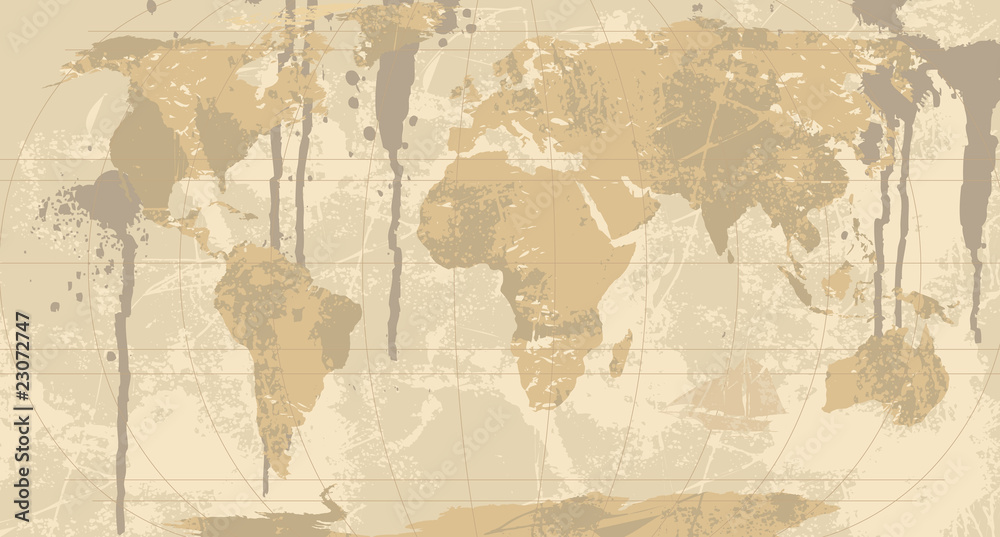 Obraz premium A Grunge, Rustic World Map.