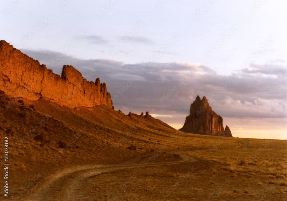Naklejka premium A Road Along a Volcanic Dike to Shiprock