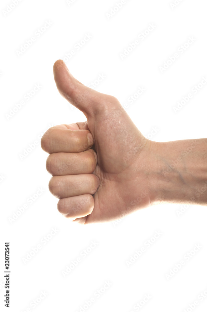 Thumbs up man's hand isolated on white background Thumbs up man's hand isolated on white background