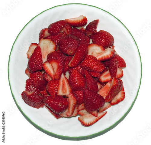 Bowl of Sliced Strawberries