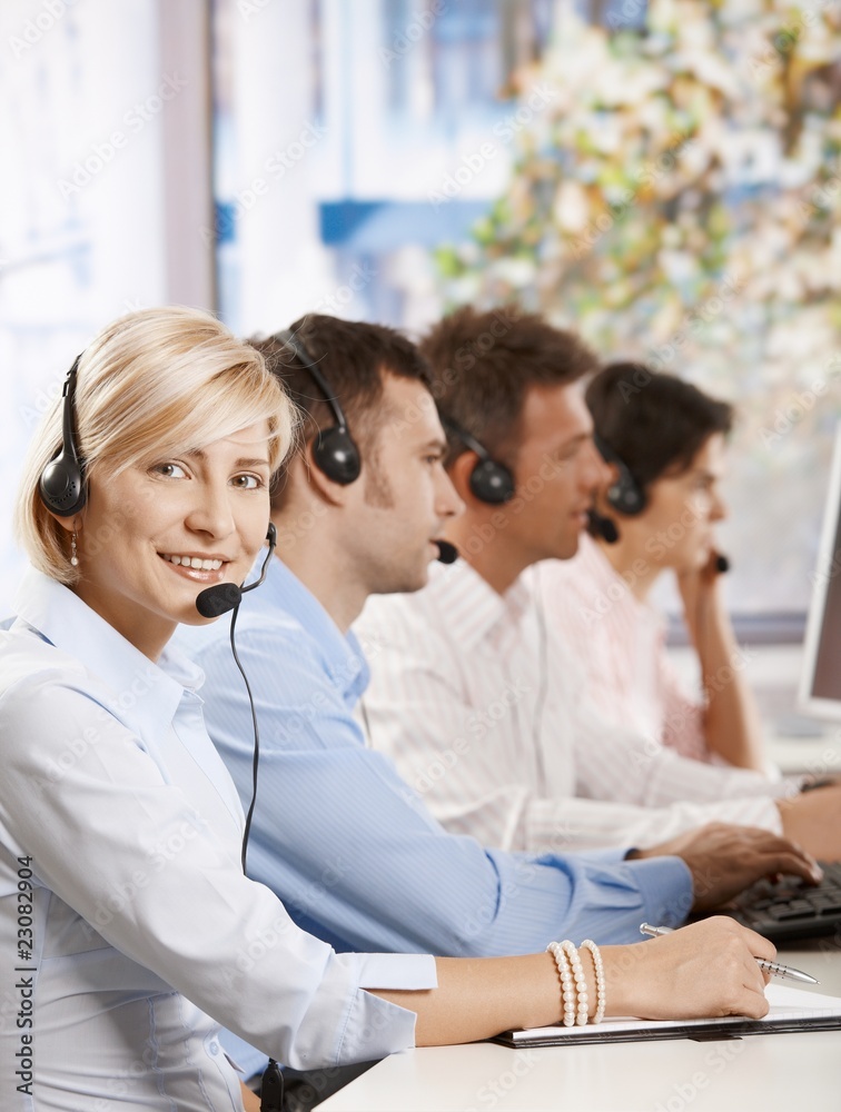 Happy customer service operator