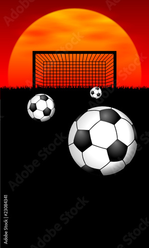 plakat fussball-tor im abendrot I
