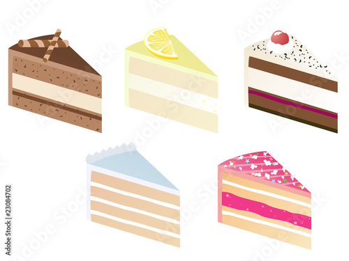 Fünf Kuchenstücke