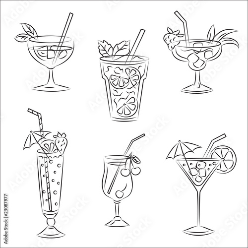 Set of vector sketches " Party cocktails"