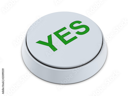 White YES button isolated on white background