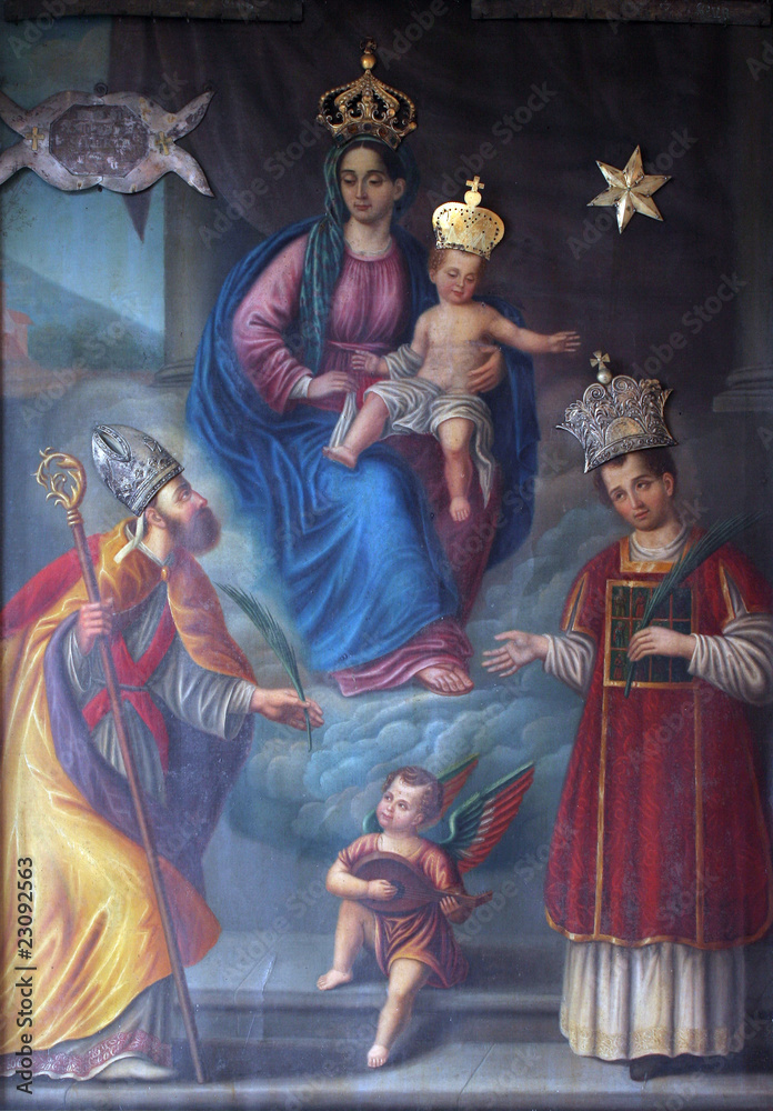 Fototapeta premium Virgin Mary with baby Jesus and saints