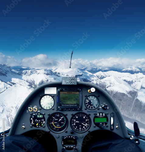 Print op canvas Glider over the alps