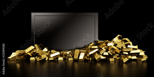 Tv with gold bars