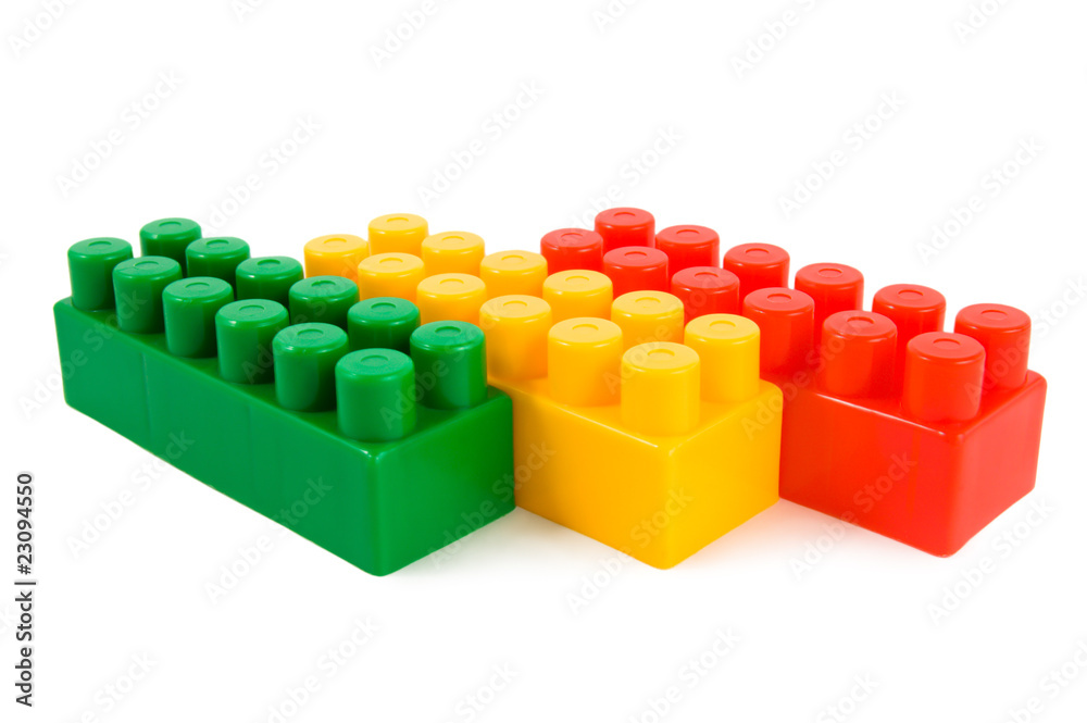 Stack of colourful building blocks isolated