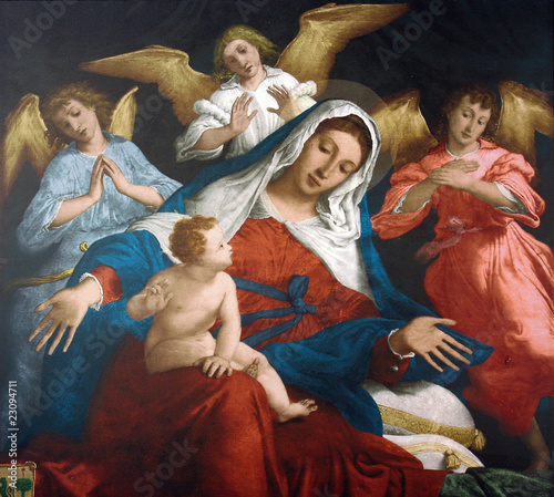 Принти на полотні Blessed Virgin Mary with baby Jesus and angels
