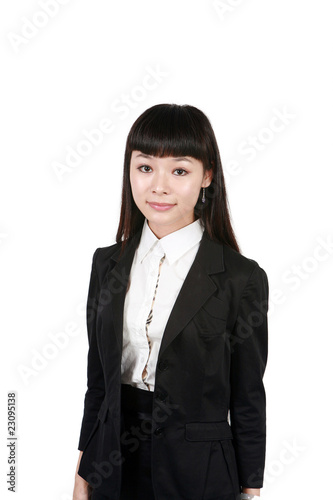 Smiling business woman. Isolated over white background