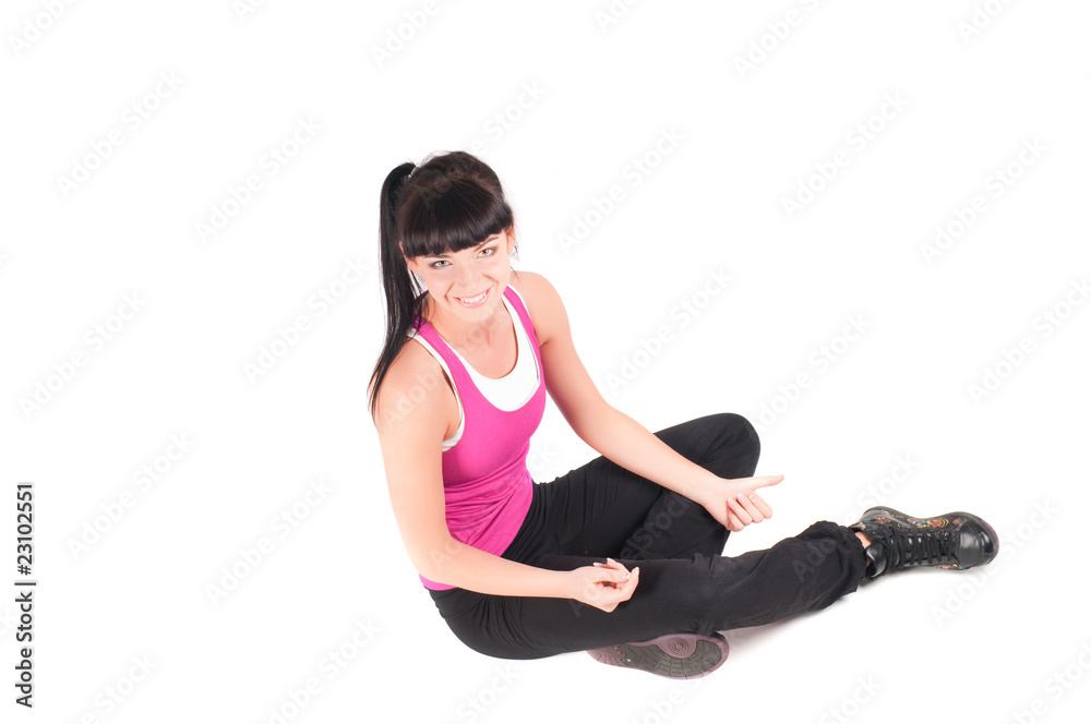 Fototapeta premium Fitness instructor isolated on white