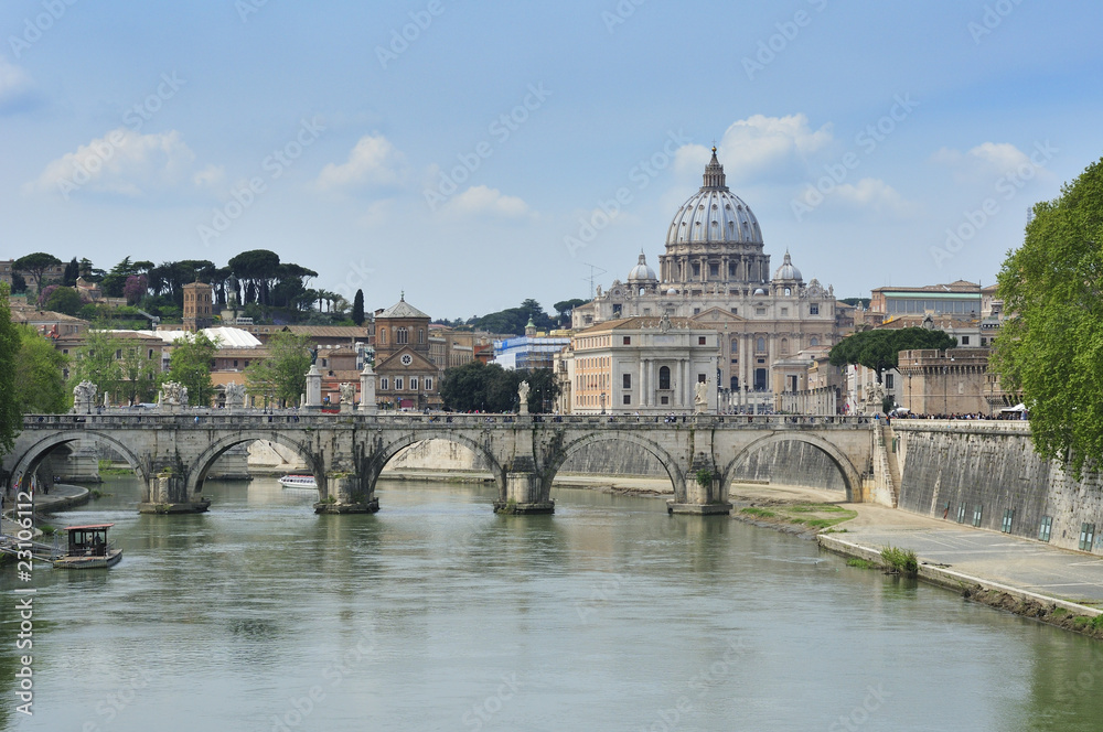 St Peter's Basilica & the Tiber River Rome Italy