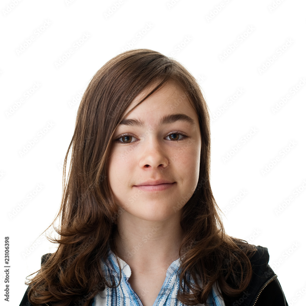 Portrait of young girl isolated on white background Portrait of young girl isolated on white background