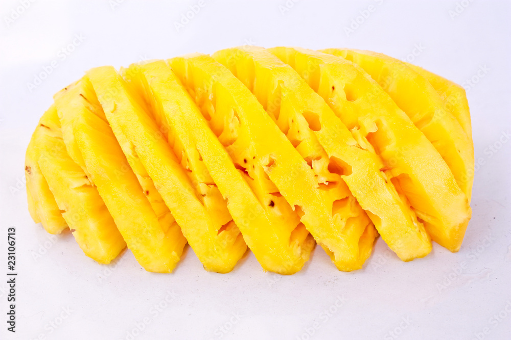 A sheet of pine apple on white background A sheet of pine apple on white background
