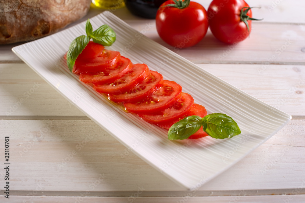 tomatoes salad on dish-insalata di pomodori