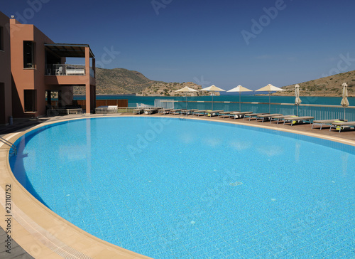 Swimming pool area  Crete  Greece