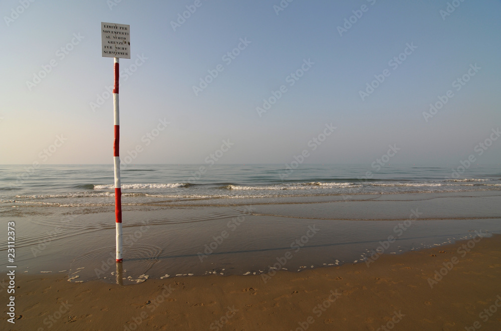 No swimming advice along a seashore
