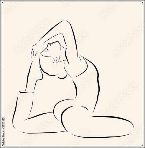 illustration of the  girl doing yoga exercise
