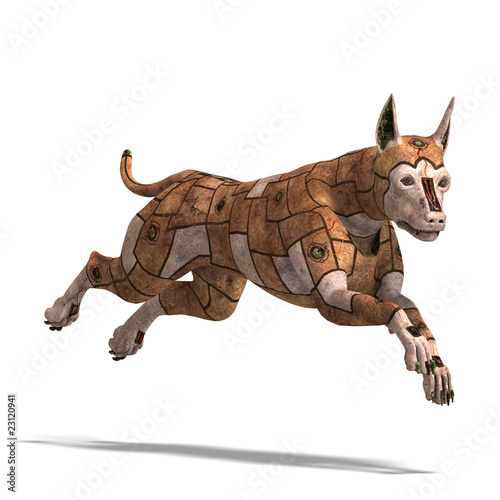 rusty scifi dog of the future.3D rendering with clipping path an