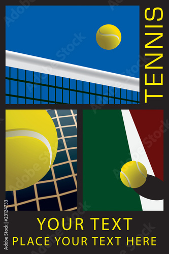 Template with tennis theme illustrations.