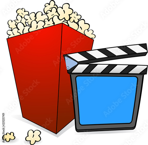 Popcorn and clapper board