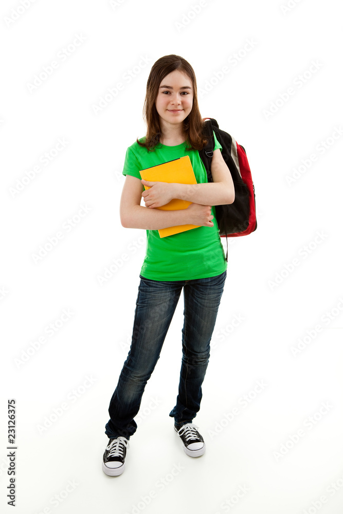 Student with backpack isolated on white Student with backpack isolated on white