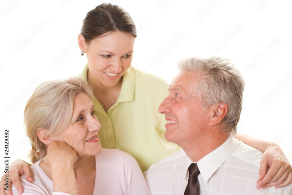 elderly couple with a daughter