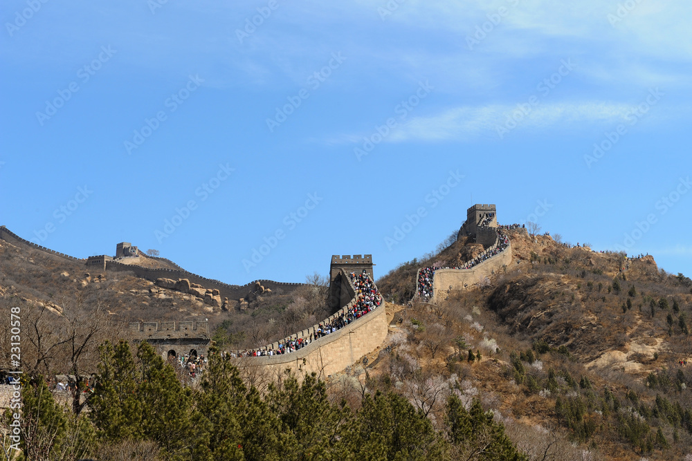 Great Wall of China section crowded with tourists