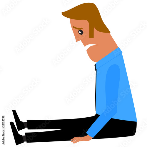 Sad office worker. Vector illustration
