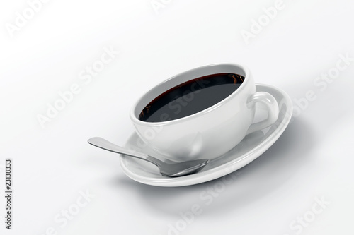 Close up of a cup of coffee including a spoon