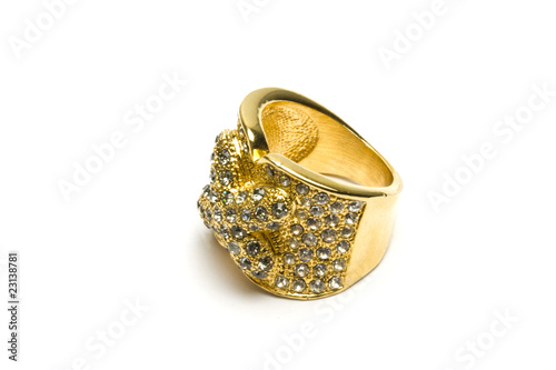 Jewellery gold ring isolated on the white
