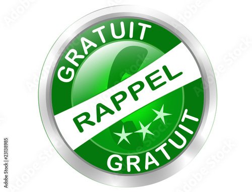 bouton ou vignette rappel gratuit sur fond vert