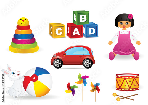 set of vector icons of children's toys
