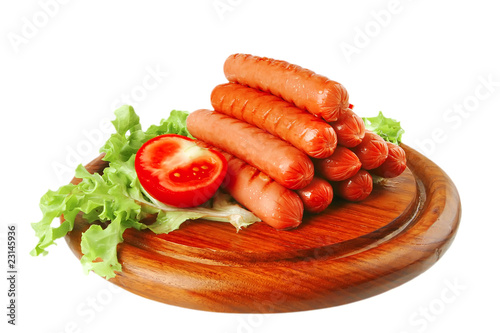 served grilled beef red sausages