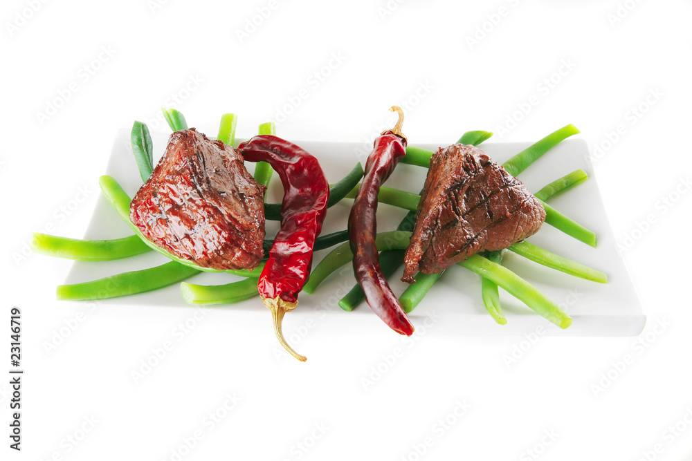 juice roast fillet mignon with peppers
