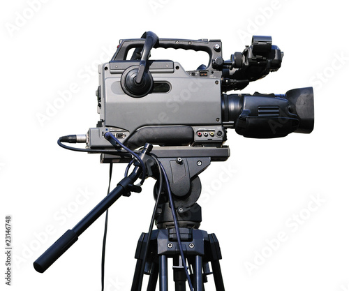 Video camera on tripod photo