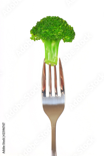 Fresh broccoli on a fork