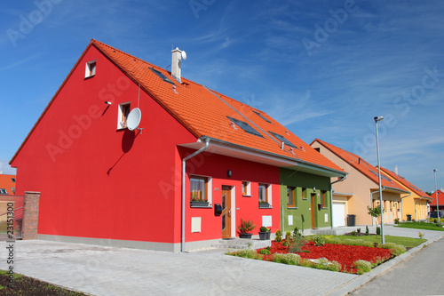 Colorful semi-detached houses - modern residential housing