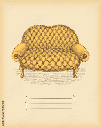 Vintage couch drawing