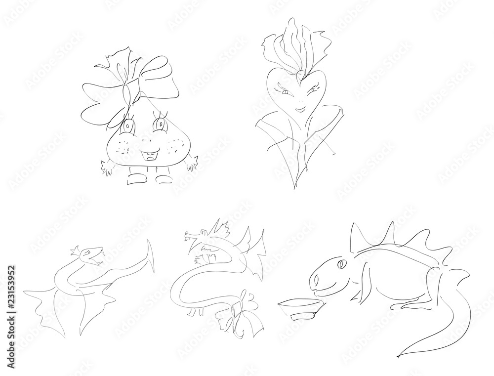 Vector elements of design stylised under children's drawing a pe Vector elements of design stylised under children's drawing a pe