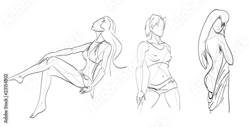 SKETCH. The vector beautiful girl on a white background