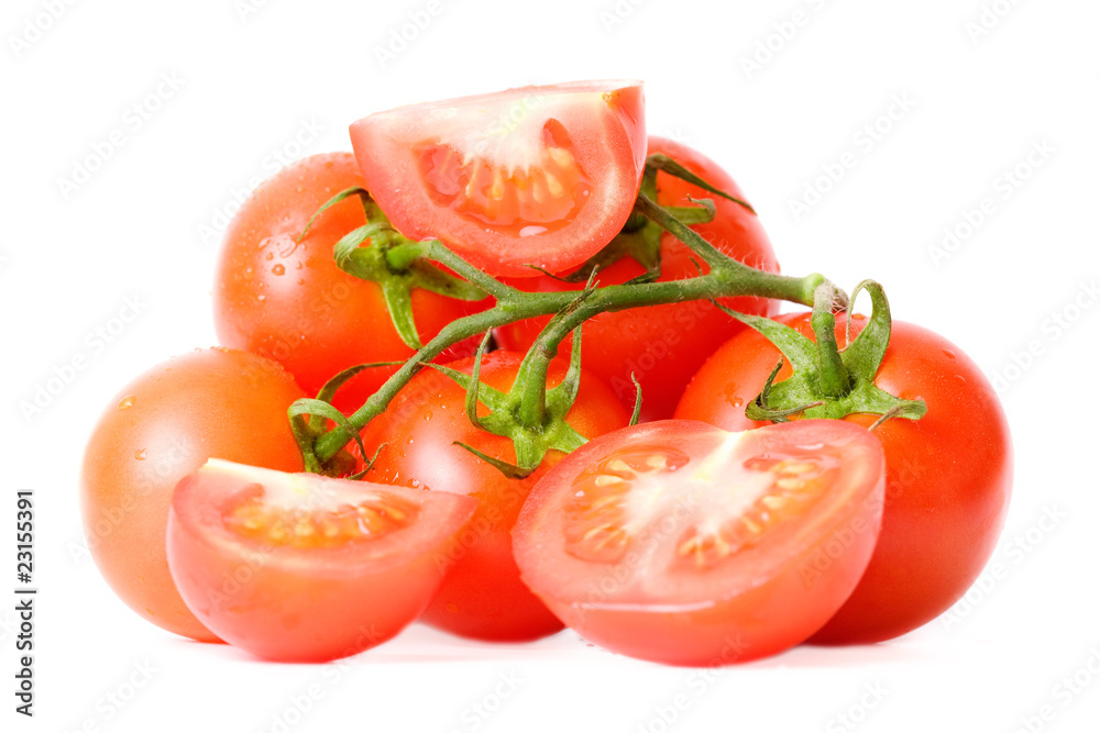 Fresh tomatoes over white