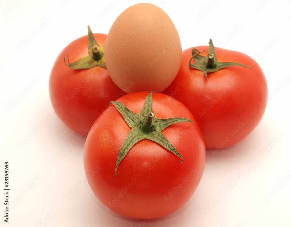 Three tomatoes and egg