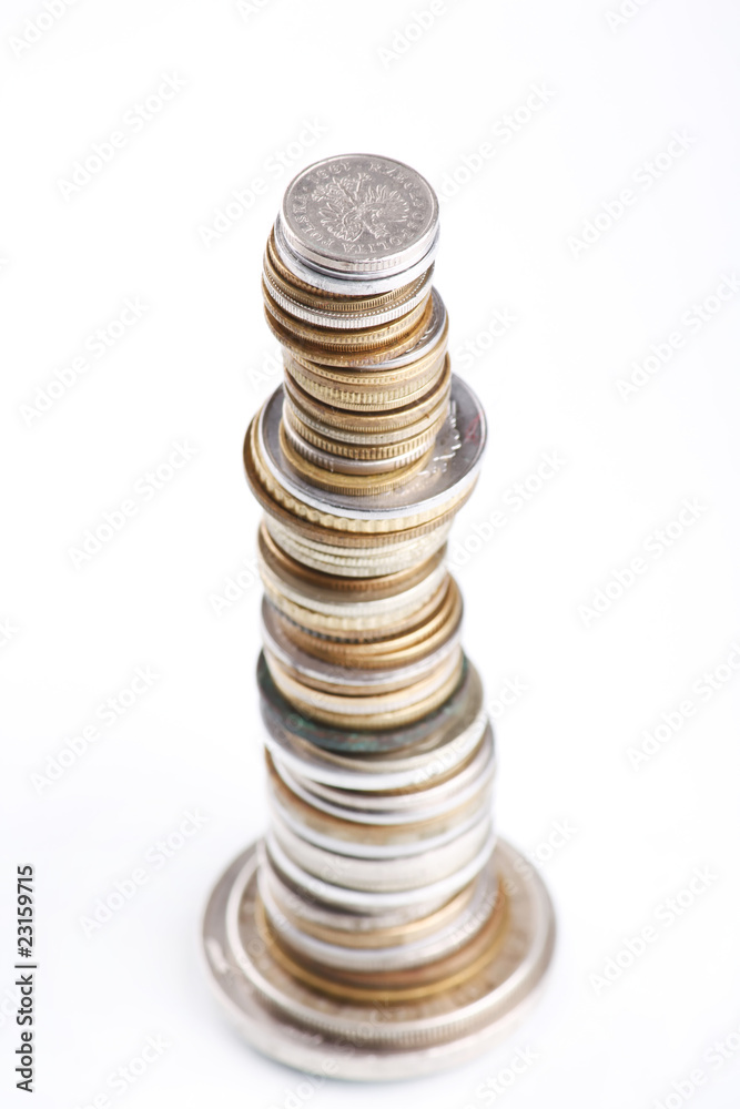 Coins stacks close-up