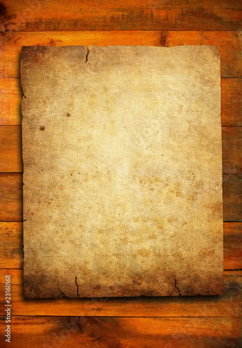 grunge paper on wood plank